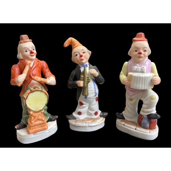 Vintage Unbranded Figurine Circus Clown Musicians Lot of 5 Made in Korea 6" Tall - Picture 2 of 8